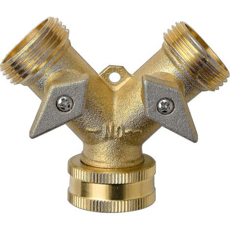Zweiwege-messinghahn, Y-ventil, Schlauchverteiler, Gartenhahnanschluss, Verteiler, 3/4"-messing-schlauchanschlüsse Für Waschmaschine, Geschirrspüler, Garten