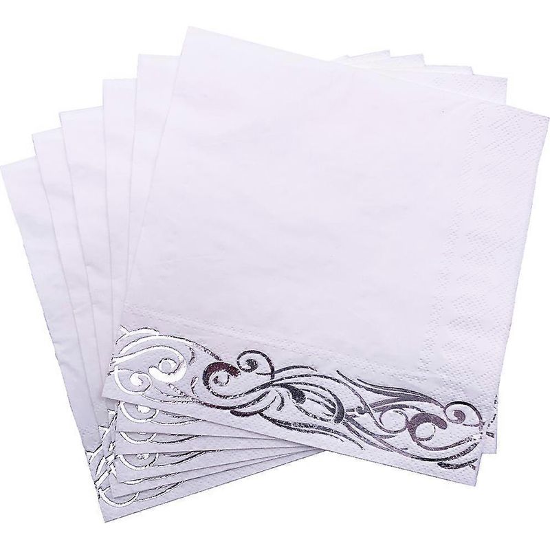 Packung Mit 50 Einwegservietten Für Hochzeiten, Geburtstage, Bankette Und Feste – 33 X 33 Cm – Silber