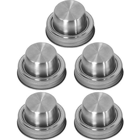 Set Mit 5 Edelstahl-streudeckeln Für Einmachgläser – 7,5 X 4 Cm – Silber
