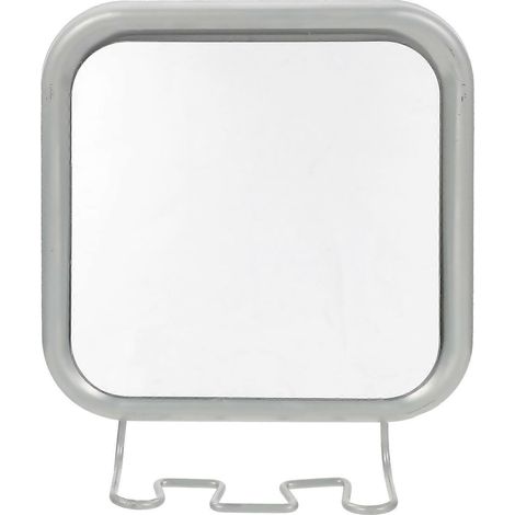 Badezimmerspiegel Ohne Bohren, Rasierspiegel Mit Saugnapf Und Haken – 17 X 15,5 X 4 Cm – Silber