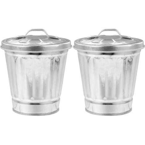 Set Aus 2 Verzinkten Büroabfalleimern Aus Eisen, Mülleimern, Abfallbehälterhalterung – 10,90 X 9,60 X 9,60 Cm – Silber