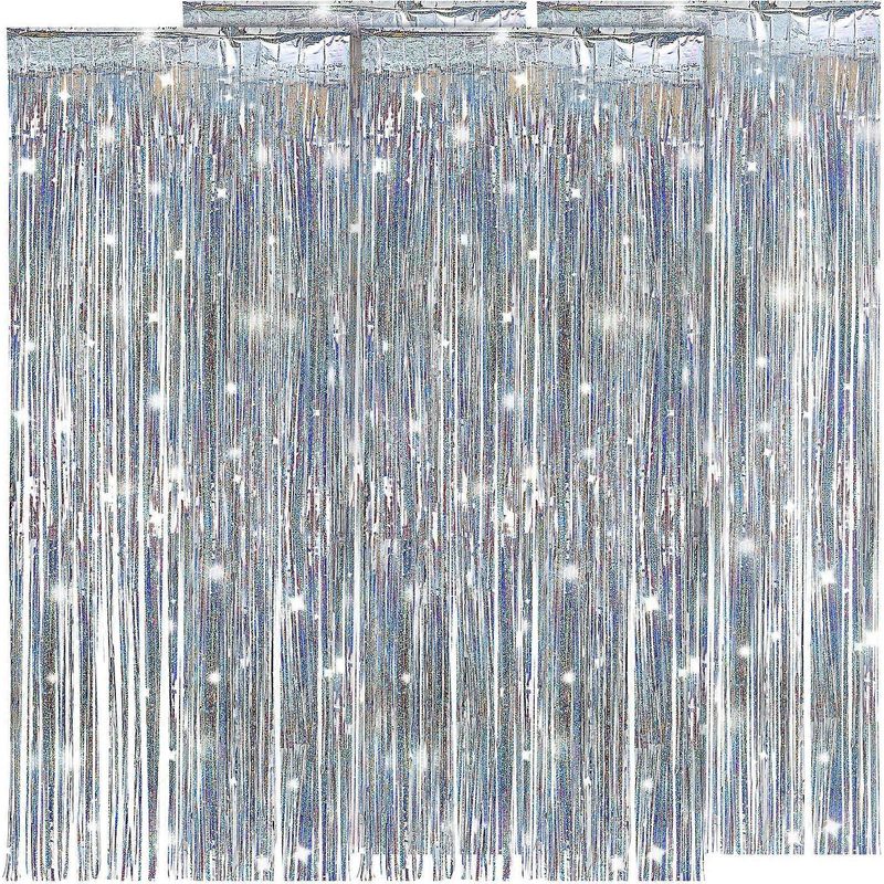 Silberne Fransen-gardinen Für Partydekoration, Silberne Folien-fransen-girlanden – 250,00 X 100,00 X 0,10 Cm
