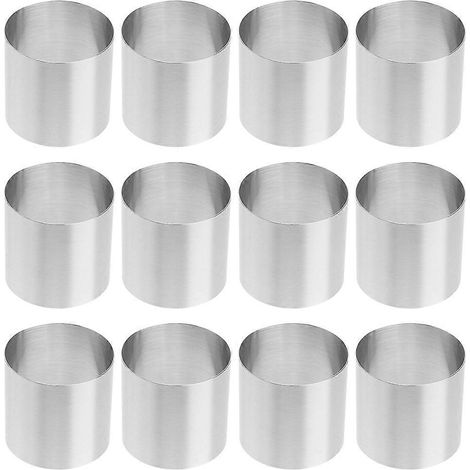 12 Runde Edelstahl-kuchenformen Für Mousse Und Gebäck – 5,00 X 5,00 X 5,00 Cm – Silber