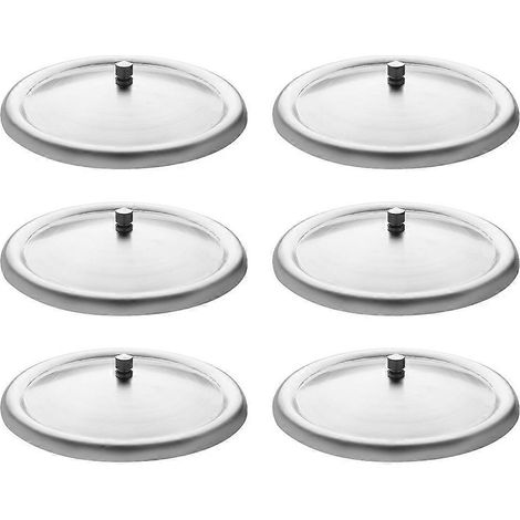 Set Mit 6 Runden Edelstahl-tassendeckeln Zur Wärmespeicherung Und Staubdichtigkeit – 8,5 X 8,5 Cm – Silber