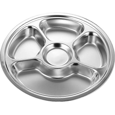 Unterteilter Edelstahlteller Für Den Hausgebrauch, Obstteller, Frühstücksteller (silber) – 28,00 X 28,00 X 3,20 Cm – Silber