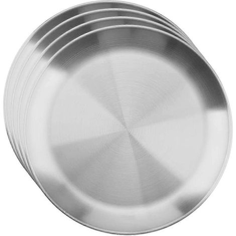 Set Aus 4 Desserttellern Aus Edelstahl, Küchenutensilien Aus Edelstahl, Bratform – Silber