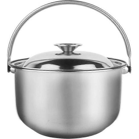 Edelstahl-kochtopf Mit Deckel, Multifunktionaler, Hitzebeständiger Kochtopf, Schmortopf – 17,5 X 17,5 X 19 Cm – Silber