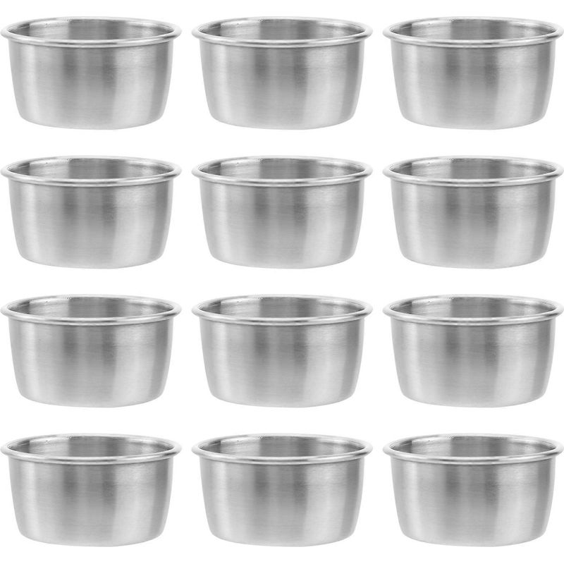 Set Mit 12 Saucenschalen Aus Edelstahl Für Würzmittel, Ideal Für Restaurants, Private Feiern Und Andere Zusammenkünfte. – Silber