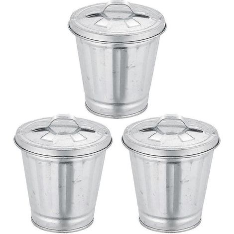 Set Mit 3 Niedlichen Mini-metallbehältern Mit Deckel – 9,50 X 9,00 X 9,00 Cm – Silber