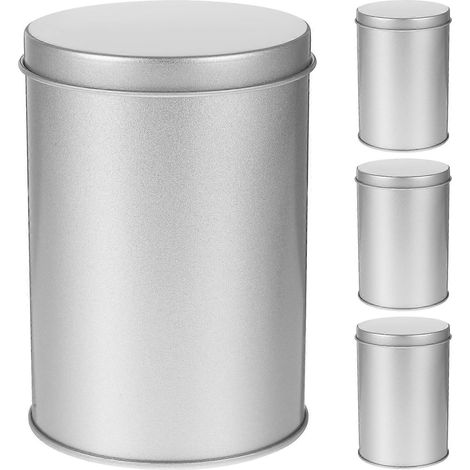 Set Mit 4 Runden Teedosen Aus Metall Mit Luftdichtem Verschluss, Tragbare Teebehälter, Vorratsdosen Aus Weißblech – 11,00 X 7,50 X 7,50 Cm – Silber