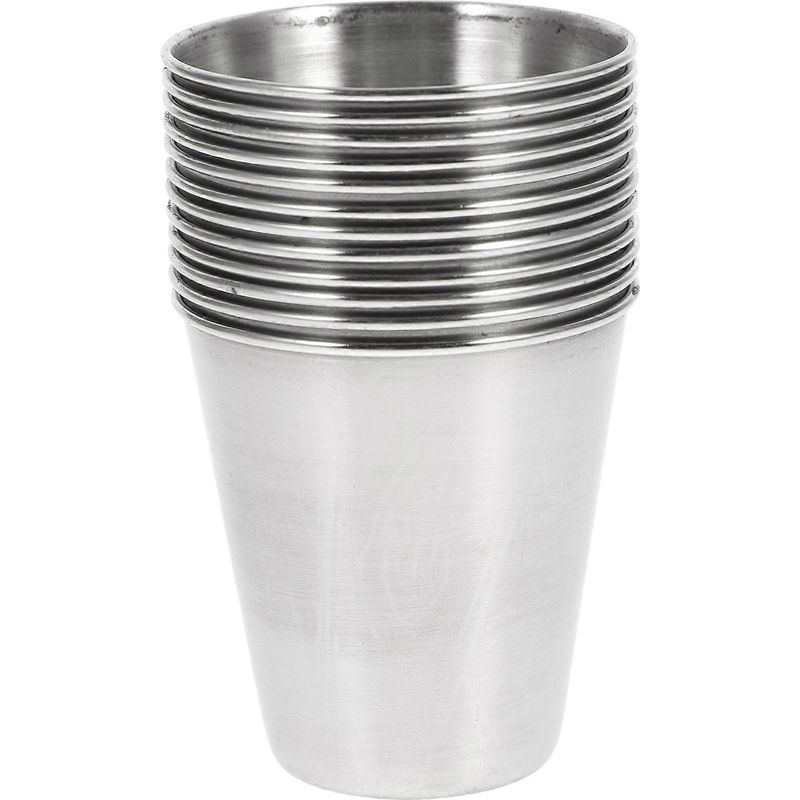 Set Mit 12 Tragbaren Edelstahl-schnapsgläsern, Trinkgläsern, Weingläsern Und Saucengläsern (70 Ml) – 5,50 X 5,50 X 5,00 Cm – Silber