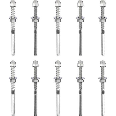 10 Gewindeendkappen Aus Edelstahl Für Seilspanner An Deckgeländern – 10,5 X 1 X 0,5 Cm – Silber