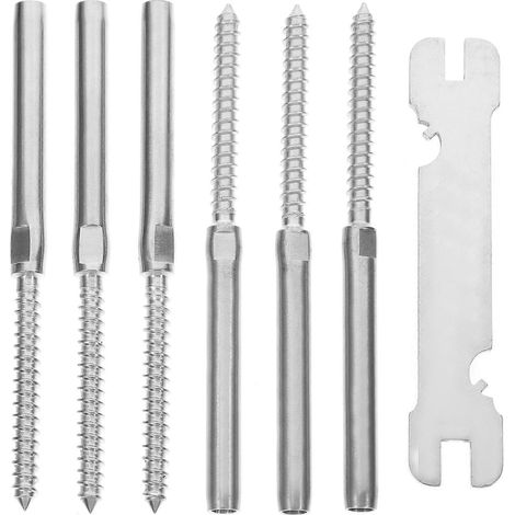 Kabelgeländer-set (3 Paar) Mit 3/16"-nietschrauben Und Zubehör Für Die Terrassengeländermontage – 11,3 X 0,7 Cm – Silber