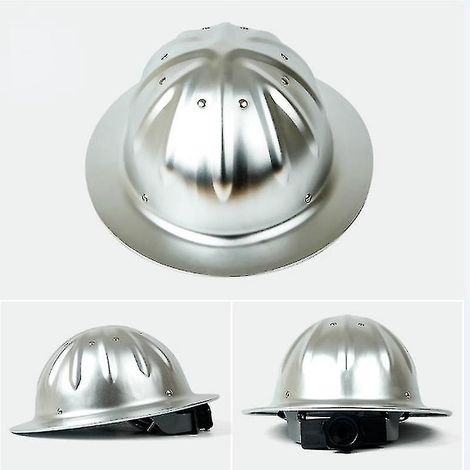 Leichter Und Hochfester Schutzhelm Mit Breiter Krempe Aus Aluminiumlegierung Für Bauwesen, Eisenbahnwesen, Metallurgie Und Bergbau. Silberne Kappe.