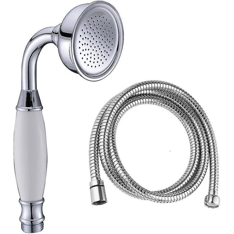 Klassische Handbrause Aus Messing Mit 1,5 M Langem Brauseschlauch, Silberfarben.