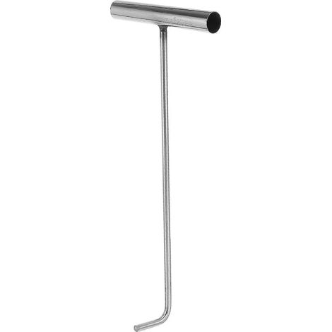T-förmiger Schachtheberhaken Aus Edelstahl, Schachtheberwerkzeug – 38 X 15,2 X 6 Cm – Silber