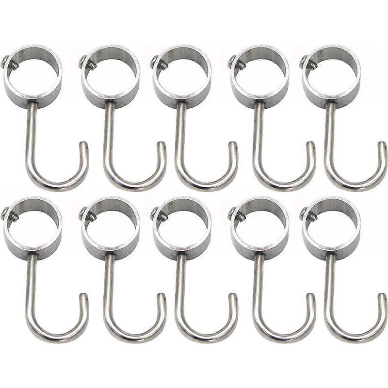 Set Mit 10 Robusten Kleiderhaken, Haken Für Spezialrohre, Hochwertige Kleiderstangenhaken – 7,80 X 3,30 X 2,60 Cm – Silber