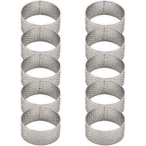 10 Runde, Perforierte, Nahtlose Edelstahl-tarteringe Mit 4,5 Cm Durchmesser, Für Quiches Und Tartes.