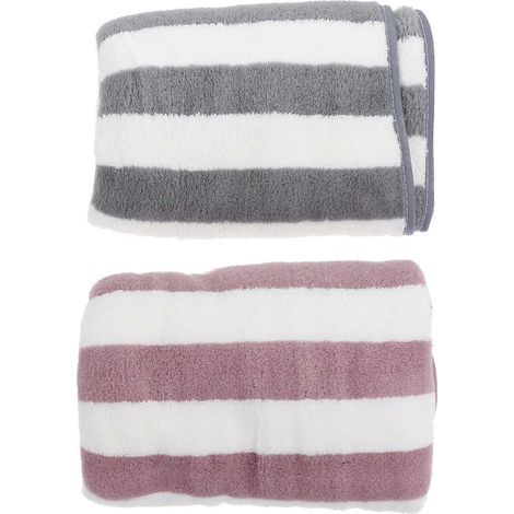 Set Mit 4 Farbenfrohen, Gestreiften Badetüchern, Strapazierfähig Und Schlicht, Weich Und Dick Für Den Heimgebrauch – 70 X 35 X 0,8 Cm – Lila