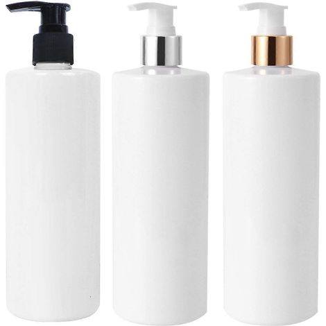 Set Mit 3 Leeren, Transparenten 500-ml-flaschen Zur Aufbewahrung Von Handseifen Und Emulsionen. Die Pumpenfarbe Ist Zufällig (flaschenfarbe: Weiß, Pumpenfarbe: Zufällig). – 21 X 6 Cm