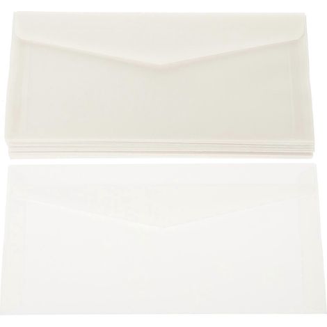 Packung Mit 50 Transparenten, Unbedruckten Einladungsumschlägen, Ideal Für Partys. – 22,00 X 10,50 X 0,10 Cm – Weiß