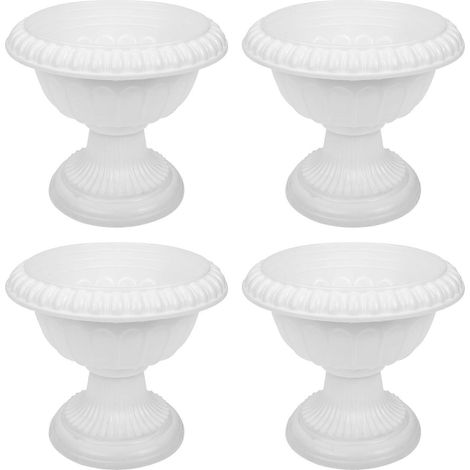 Set Mit 4 Dekorativen Römischen Blumentöpfen Für Hochzeiten, Blumenschmuck, Wohnaccessoires – 16 X 14 Cm – Weiß
