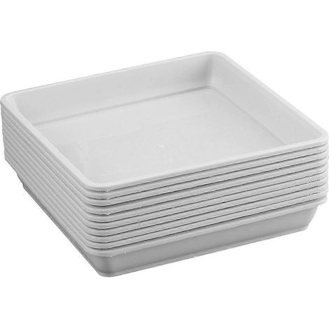 Set Mit 10 Quadratischen, Torusförmigen Harzschalen Für Den Innen- Und Außenbereich, Für Blumentöpfe, Mit Dekorativer Bewässerung (weiß) – 18,50 X 18,50 X 2,50 Cm – Weiß