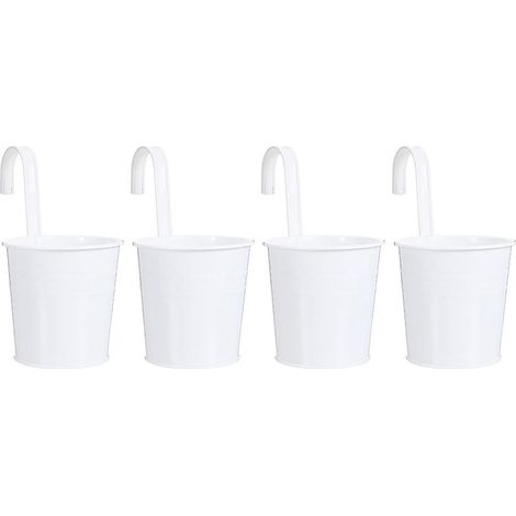 4er-set Hängekörbe Für Balkon, Blumenampeln, Blumenhalter, Vasen, Pflanzgefäße – 27 X 11 X 11 Cm – Weiß