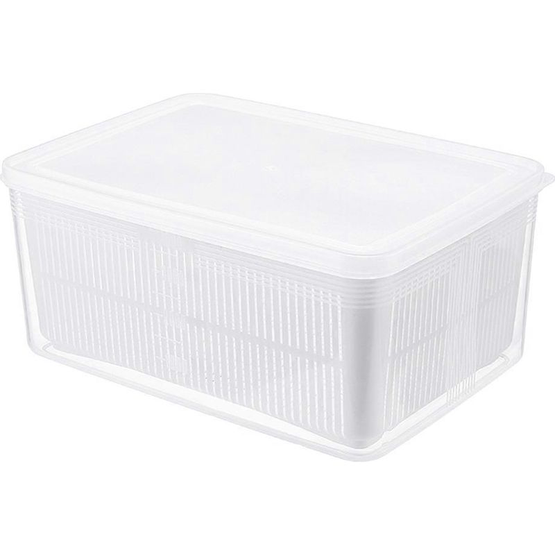 Aufbewahrungsbox Für Lebensmittel Und Obst, Kühlschrank, Gemüseschublade, Rechteckige, Luftdichte Aufbewahrungsbox Mit Abtropffläche, Transparenter Aufbewahrungsbehälter (1,5 L, Weiß) - 1813cm - Weiß