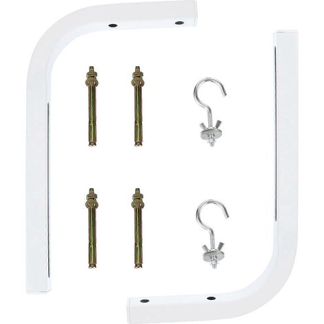 Set Mit 2 Universellen L-förmigen Wandhalterungen Für Projektionsleinwände Mit Haken – 27,5 X 16 Cm – Weiß