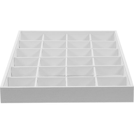Stapelbares Schmucktablett Aus Pu-leder, Schmuckschubladen-organizer, Aufbewahrungstablett Für Ringe Und Ohrringe – 35 X 24 X 3 Cm – Weiß 3