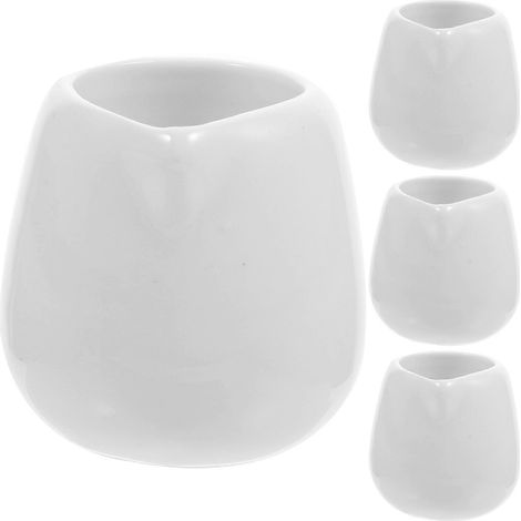 Set Aus 4 Keramik-saucenschalen Mit Ausgießer Für Ketchup, Kaffee Und Milch, Ideal Für Restaurants. – 5,2 X 5 X 5 Cm – Weiß