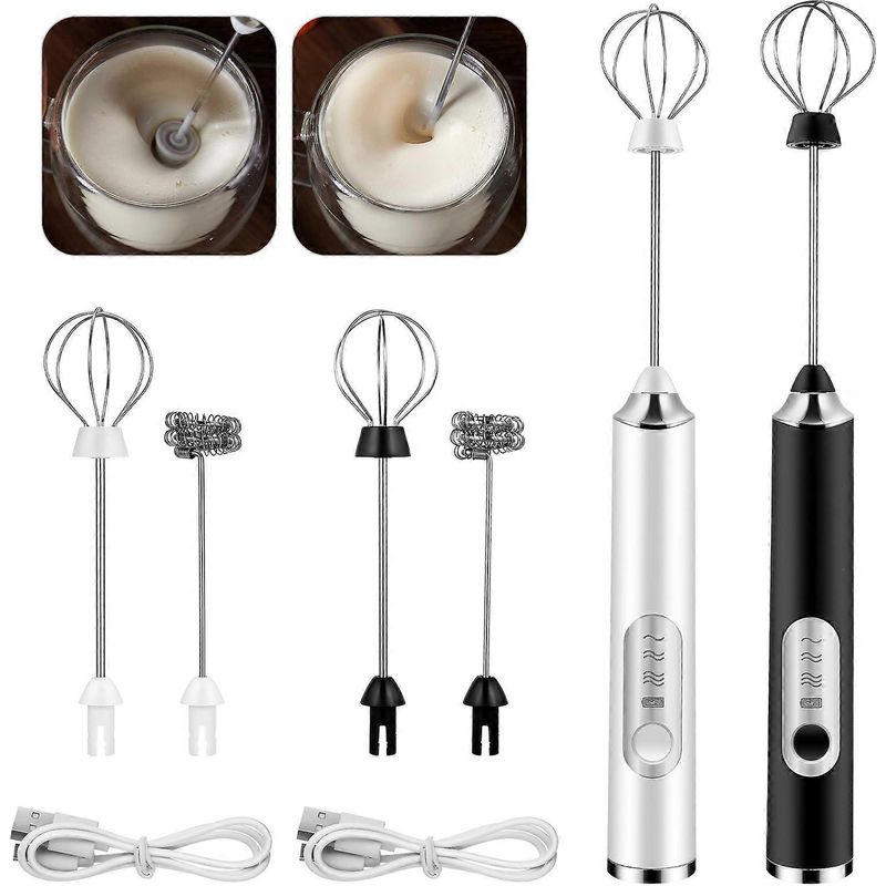 Elektrischer Milchaufschäumer, Tragbarer Schneebesen, Wiederaufladbarer Schaumbereiter, Automatischer 3-gang-eierquirl, Kaffee- Und Matcha-mixer – 16,5 X 3,5 X 3,5 Cm – Weiß