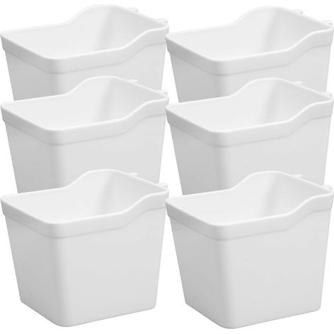 6er-set Aufbewahrungsboxen Für Lochwände, Werkbankzubehör Und Garagenwerkzeuge – 11,00 X 9,00 X 8,10 Cm – Weiß