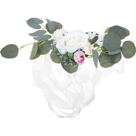 Romantische Blumendekoration Für Eine Hochzeit Mit Künstlicher Stuhllehne – 63 X 34 Cm – Weiß