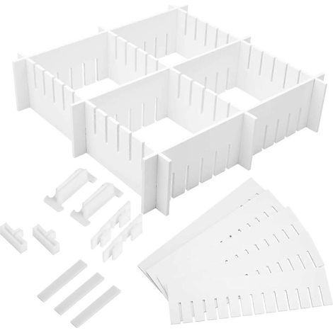 34 Pp-schubladeneinteiler, Frei Kombinierbar, Organizer, Verstellbare Schubladentrennung – 47,00 X 5,00 X 0,27 Cm – Weiß