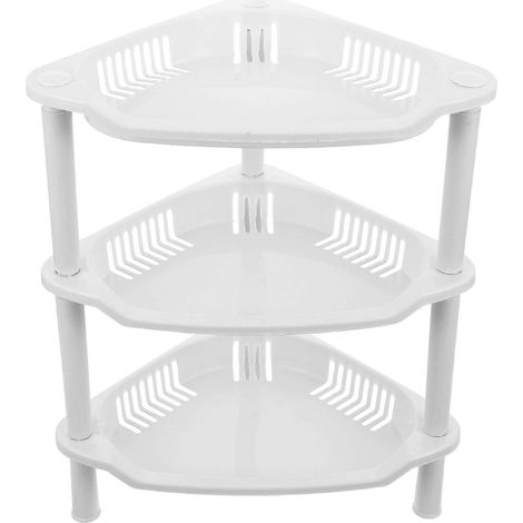 Dreistöckiges Kunststoffregal, Kleines Eckregal Mit Kunststoffkorb, Schreibtisch-organizer, Badezimmerregal Für Küche Und Haushalt (weiß) – 25,50 X 21,00 X 33,00 Cm