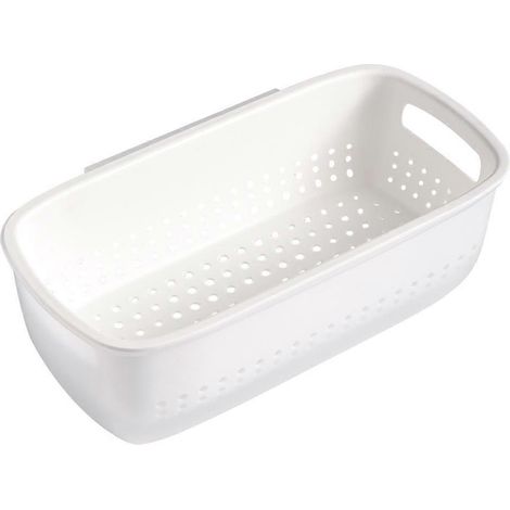 Doppelwandiger, Wandmontierter Abtropfkorb Für Obst, Gemüse Und Lebensmittel – 27,5 X 14,3 X 9,4 Cm – Weiß