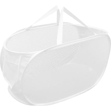 Faltbarer, Tragbarer Wäschekorb Aus Netzgewebe Mit Großem Fassungsvermögen. – 58 X 36 X 36 Cm – Weiß