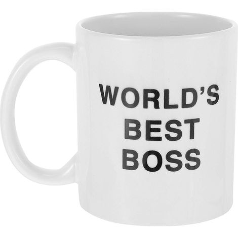 Dunder Mifflin „bester Chef Der Welt“ Keramikbecher, 350 Ml – Personalisierter Kaffee-/wasserbecher Fürs Büro (weiß) – 9,5 X 8 Cm