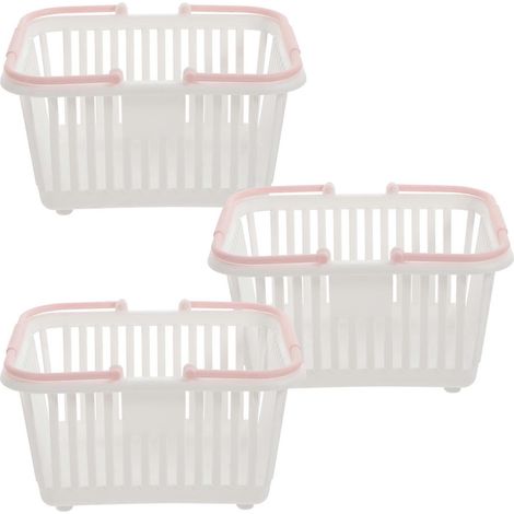 Set Mit 3 Kleinen Kunststoffkörben, Tragbarer Duschkorb, Strandtasche Aus Kunststoff, Kleiner Korb Mit Griff – 16,00 X 13,00 X 8,00 Cm – Weiß
