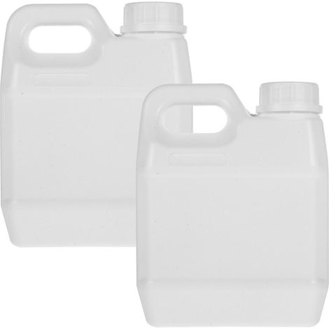 Set Aus 2 X 1-liter-flüssigkeitsbehältern (öl, Fett Etc.) Mit Deckel, Ideal Für Camping Oder Chemikalien. – 17,80 X 14,00 X 7,10 Cm – Weiß