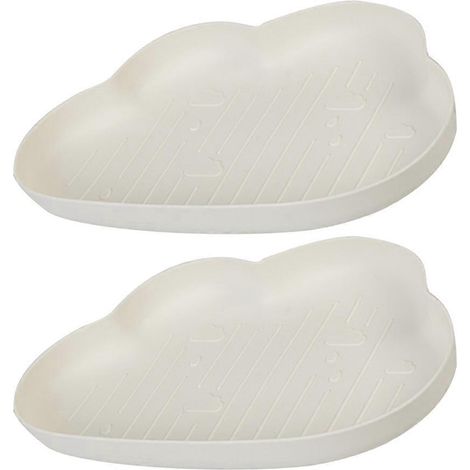 Set Aus 2 Wolkenförmigen Tellern Für Snacks, Süßigkeiten Und Obst, Aus Weißem Kunststoff, Ideal Für Den Hausgebrauch. – 28,00 X 19,50 X 4,00 Cm – Dunkelblau