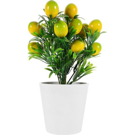 Set Aus Künstlichen Zitronenbaumzweigen Im Topf, Bonsai-stil. – 22,00 X 16,00 X 16,00 Cm