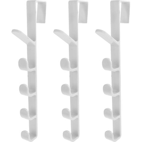 Set Mit 3 Praktischen Türhaken, Einfache Haken Zur Befestigung An Der Türrückseite – 28,50 X 9,00 X 2,00 Cm – Weiß