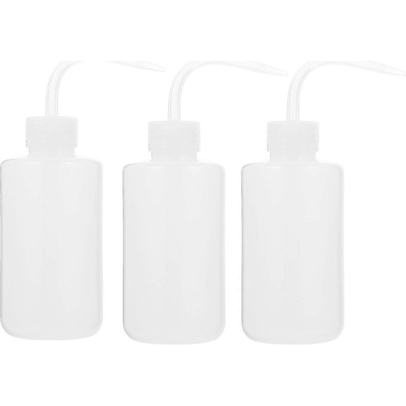 Set Mit 3 Flexiblen Plastikflaschen, Leeren Plastikflaschen, Waschflasche, Flexibler Flasche Mit Skala – 13 X 6 X 6 Cm – Weiß
