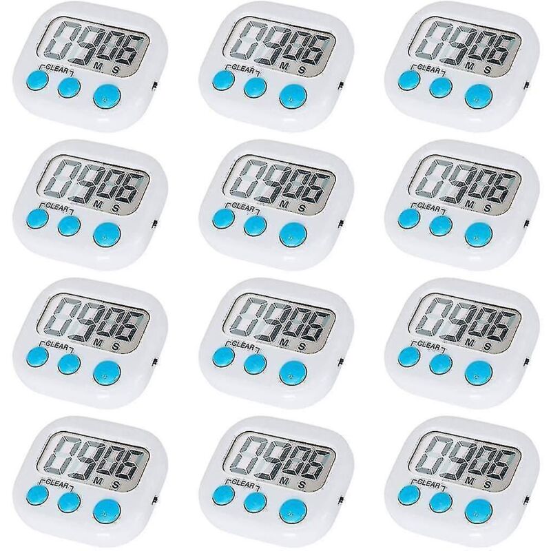 Set Mit 12 Digitalen Küchentimern Mit Ein-/ausschalter Und Akustischem Alarm.