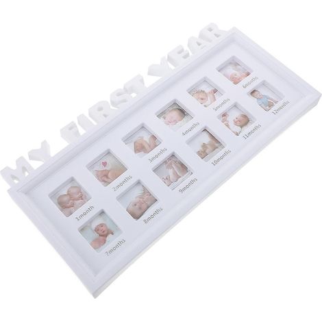 Erinnerungsfotorahmen „meine Ersten Momente“ Mit Einzigartigem Design, Babyfoto-collage, 41 X 20 Cm (weiß)