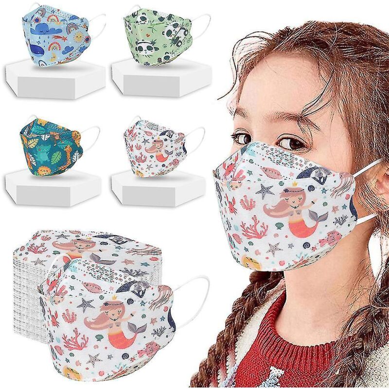 Kf94-kindermasken, Kn95-masken, Schutzmasken, Einweg-kf94-masken Mit Cartoon-motiven – 100 Stück – Weiß