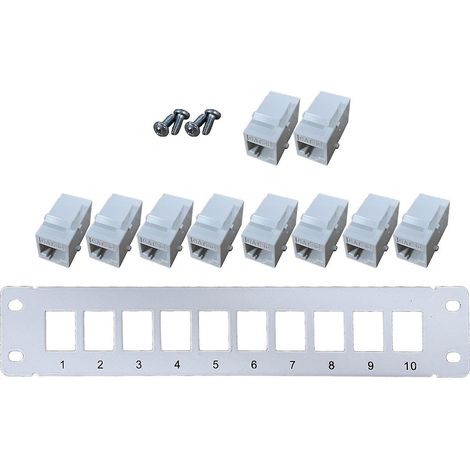 10-port-cat5e-patchpanel (gerade), Rj45-netzwerkkabeladapter, Keystone-buchse